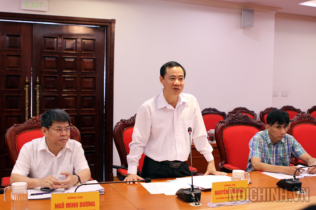 Đồng chí Nguyễn Thái Học, Phó Trưởng Ban Nội chính Trung ương, Trưởng Đoàn kiểm tra phát biểu
