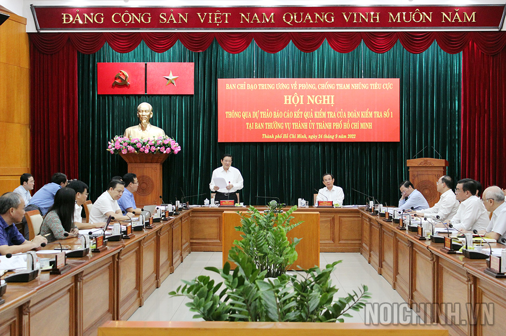Đoàn kiểm tra của Ban Chỉ đạo Trung ương về phòng, chống tham nhũng, tiêu cực làm việc với Ban Thường vụ Thành ủy Thành phố Hồ Chí Minh
