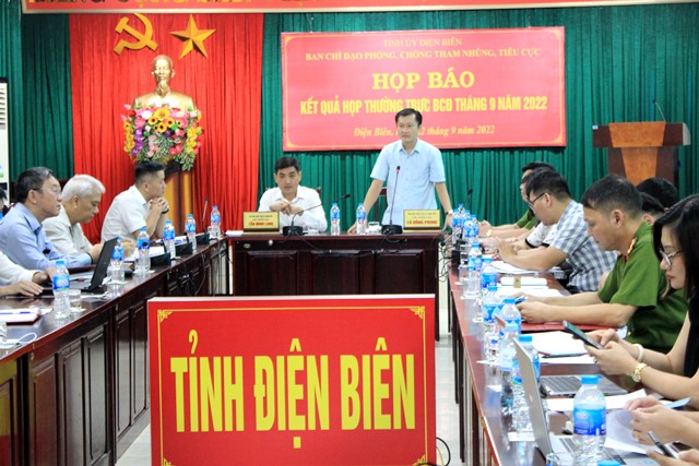 Ban Chỉ đạo phòng chống tham nhũng, tiêu cực tỉnh Điện Biên tổ chức họp báo kết quả họp thường trực Ban Chỉ đạo tháng 9/2022