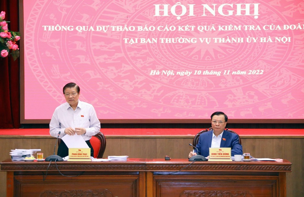 Đoàn kiểm tra số 1 của Ban Chỉ đạo Trung ương về phòng, chống tham nhũng, tiêu cực công bố kết quả kiểm tra tại Thành ủy Hà Nội