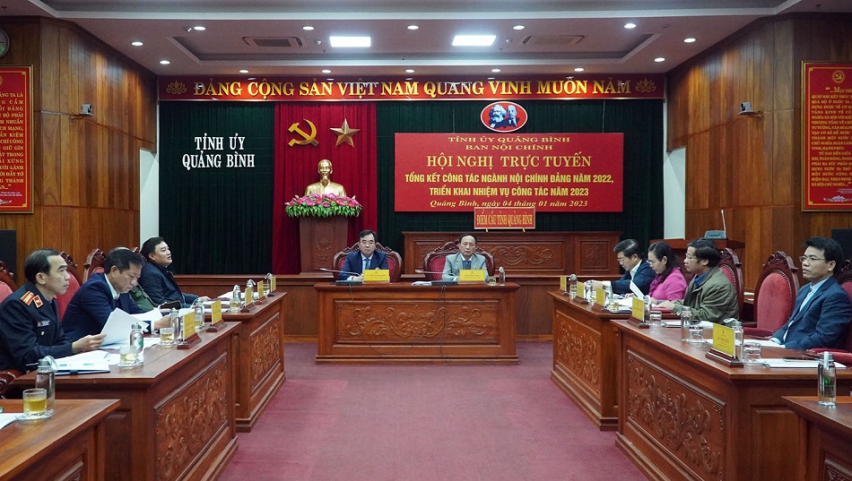 Hội nghị trực tuyến toàn quốc triển khai nhiệm vụ năm 2023 của ngành nội chính Đảng đầu cầu Quảng Bình