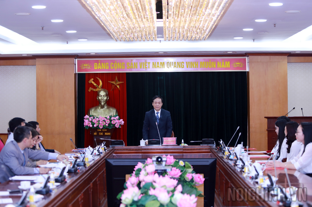 Đồng chí Nguyễn Thanh Hải, Phó trưởng Ban Nội chính Trung ương phát biểu 