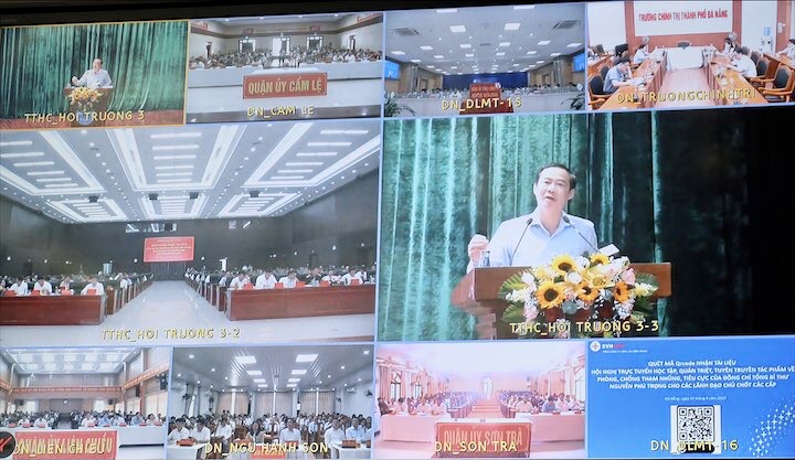 Hội nghị diễn ra theo hình thức trực tiếp và trực tuyến tại các điểm cầu quận huyện thành phố Đà Nẵng