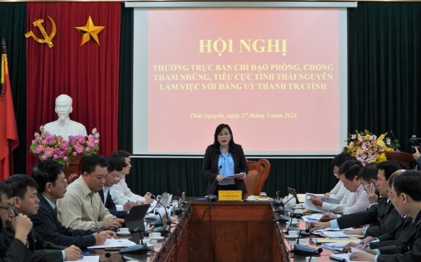 Thường trực Ban Chỉ đạo phòng, chống tham nhũng, tiêu cực tỉnh Thái Nguyên làm việc với Đảng ủy Thanh tra tỉnh (tháng 3/2023)