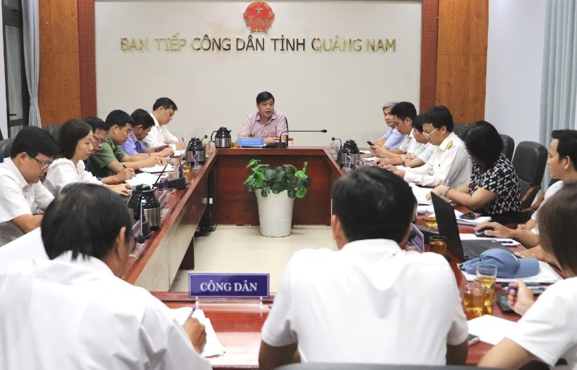 Đồng chí Nguyễn Mạnh Hà, Ủy viên Ban Thường vụ, Trưởng Ban Nội chính Tỉnh ủy Quảng Nam chủ trì buổi tiếp công dân (tháng 5/2023)