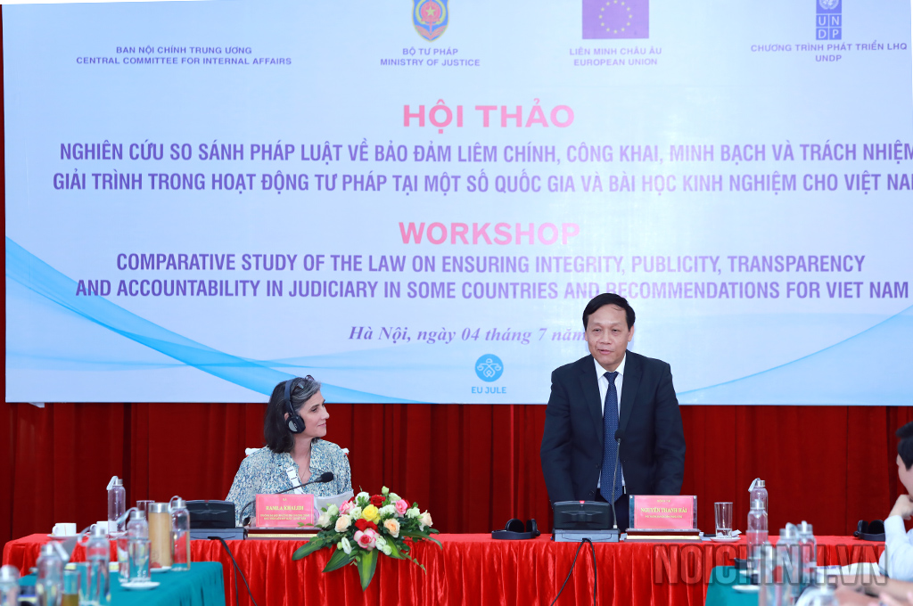Đồng chí Nguyễn Thanh Hải, Phó Trưởng Ban Nội chính Trung ương chủ trì Hội thảo