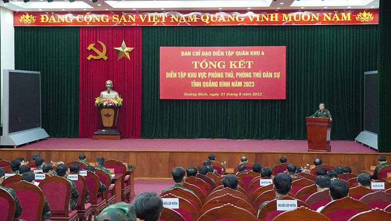 Hội nghị Tổng kết diễn tập Khu vực phòng thủ và phòng thủ dân sự tỉnh Quảng Bình năm 2023