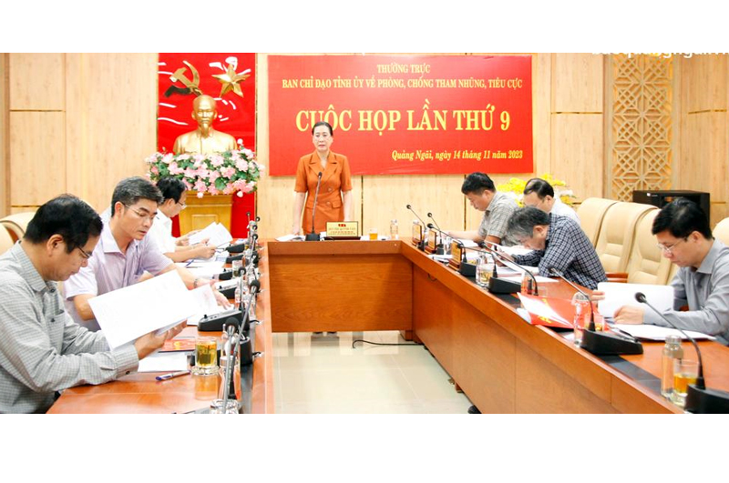 Đồng chí Bùi Thị Quỳnh Vân, Ủy viên Trung ương Đảng, Bí thư Tỉnh ủy, Chủ tịch HĐND tỉnh, Trưởng Ban Chỉ đạo phát biểu tại Cuộc họp