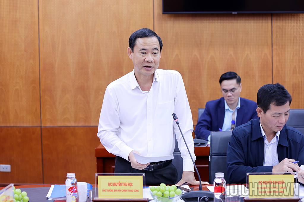 Đồng chí Nguyễn Thái Học, Phó Trưởng Ban Nội chính Trung ương, Phó Trưởng Đoàn kiểm tra phát biểu