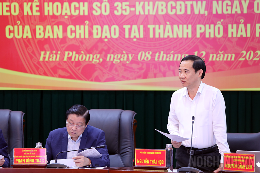 Đồng chí Nguyễn Thái Học, Phó Trưởng Ban Nội chính Trung ương Phó Trưởng Đoàn kiểm tra