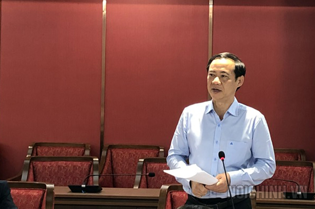 Đồng chí Nguyễn Thái Học, Phó Trưởng Ban Nội chính Trung ương,  Trưởng Đoàn kiểm tra phát biểu tại Hội nghị