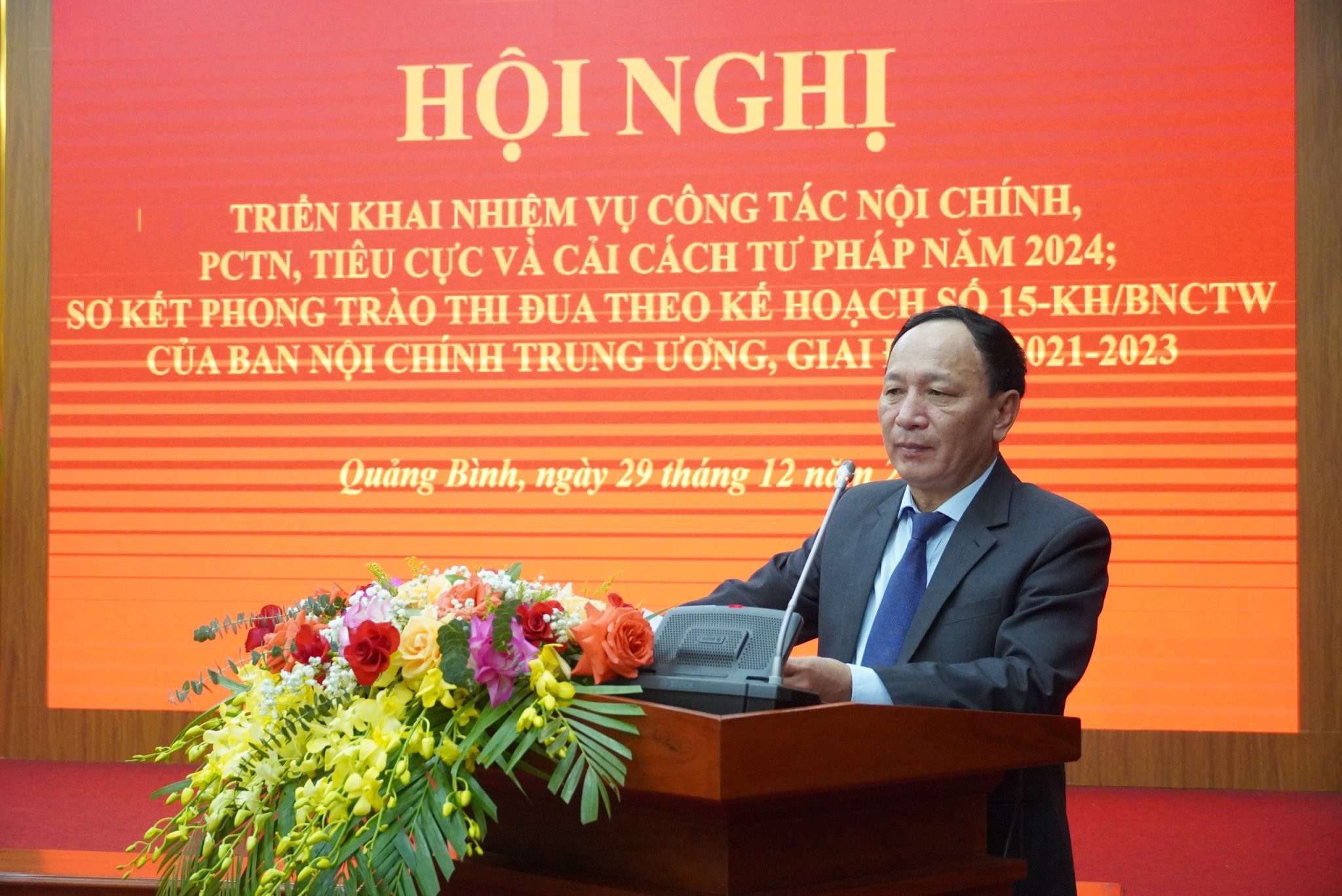 Đồng chí Trần Hải Châu, Phó Bí thư Thường trực Tỉnh ủy phát biểu tại Hội nghị