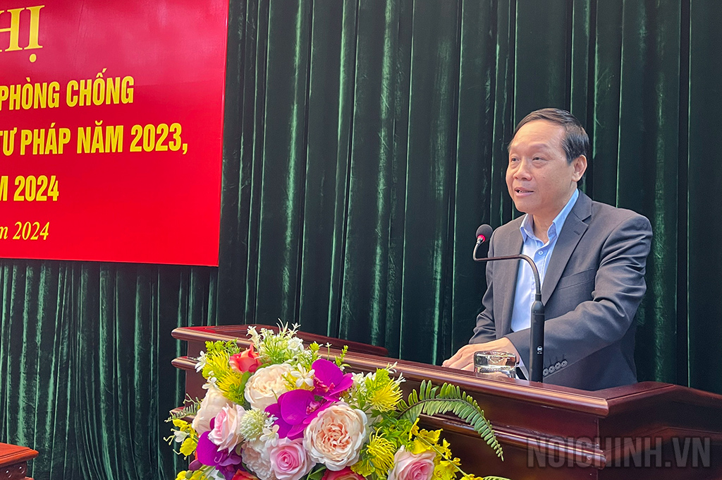 Đồng chí Nguyễn Thanh Hải, Phó Trưởng Ban Nội chính Trung ương phát tại Hội nghị