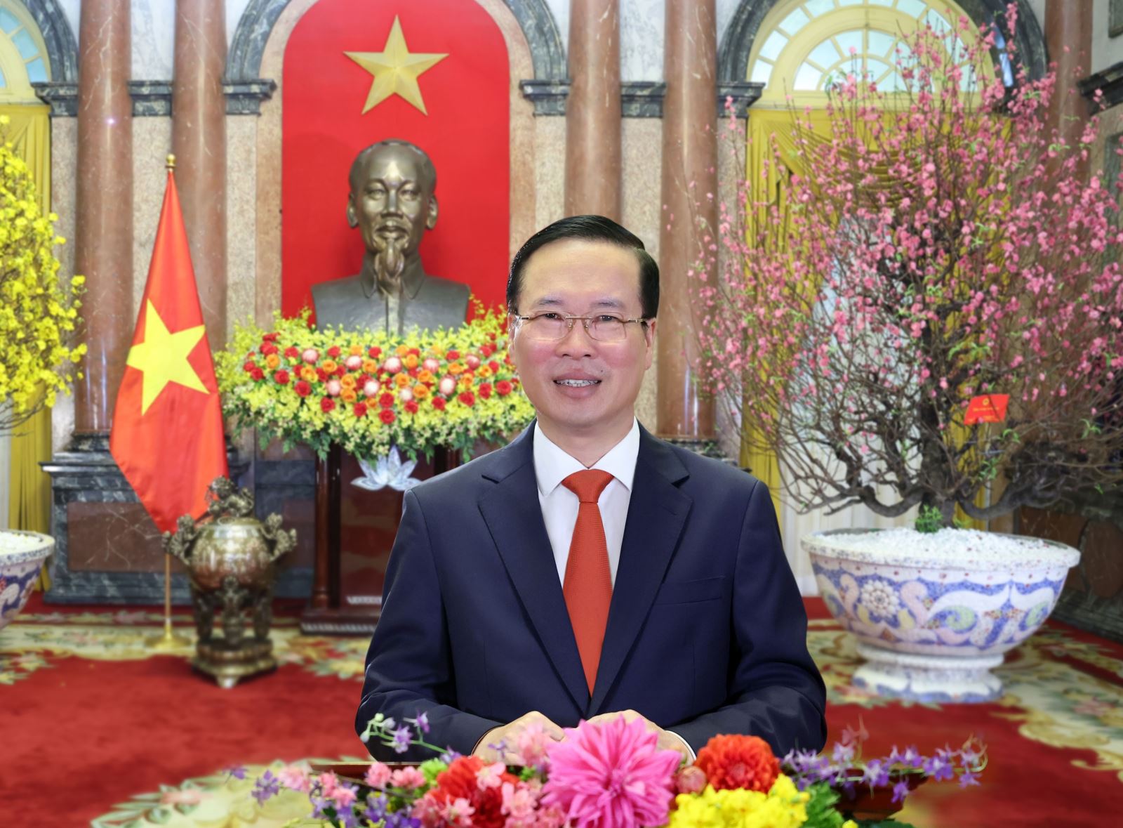 Chủ tịch nước Võ Văn Thưởng chúc Tết cổ truyền Giáp Thìn 2024 (ảnh: Thống Nhất/TTXVN)
