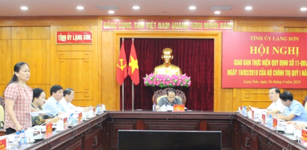 Hội nghị giao ban thực hiện Quy định số 11-QĐi/TW, ngày 18/2/2019 của Bộ Chính trị tại tỉnh Lạng Sơn