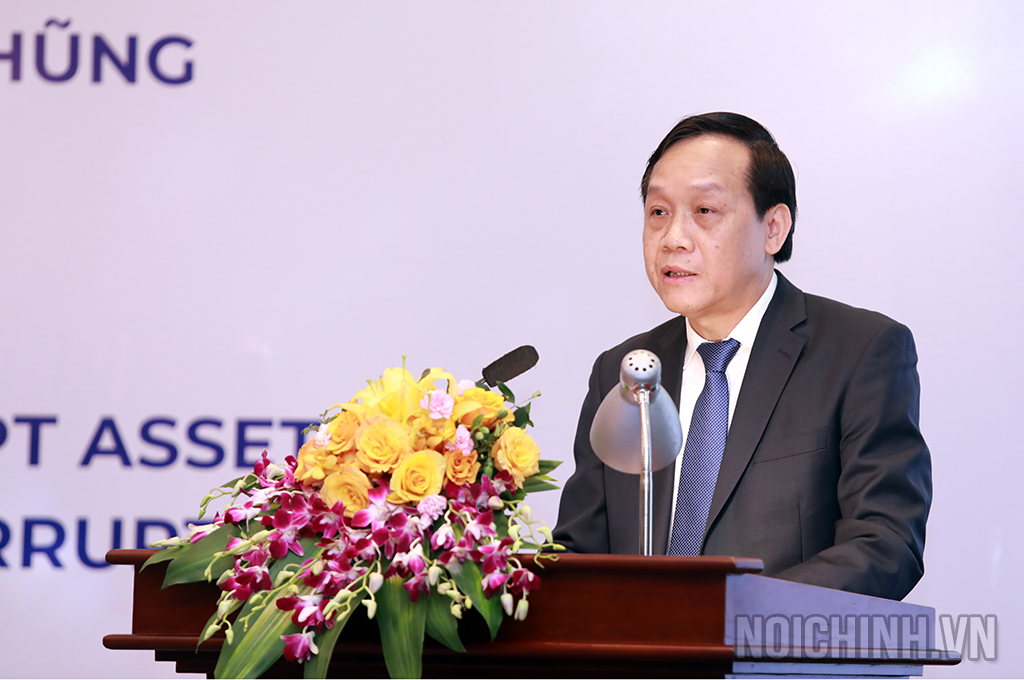 Đồng chí Nguyễn Thanh Hải, Phó Trưởng Ban Nội chính Trung ương phát biểu tại Hội thảo