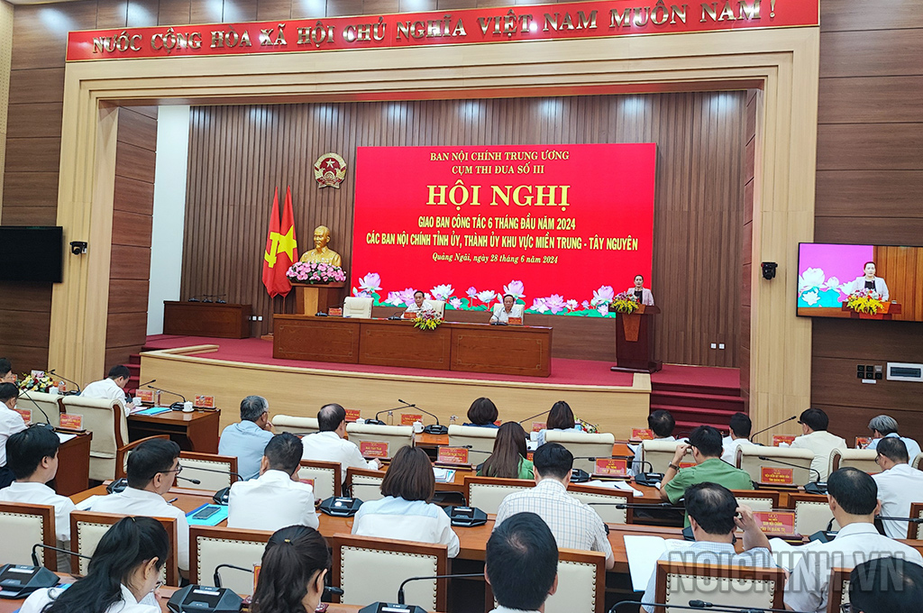 Hội nghị sơ kết 6 tháng đầu năm 2024 Ban Nội chính các tỉnh ủy, thành ủy khu vực miền Trung - Tây Nguyên