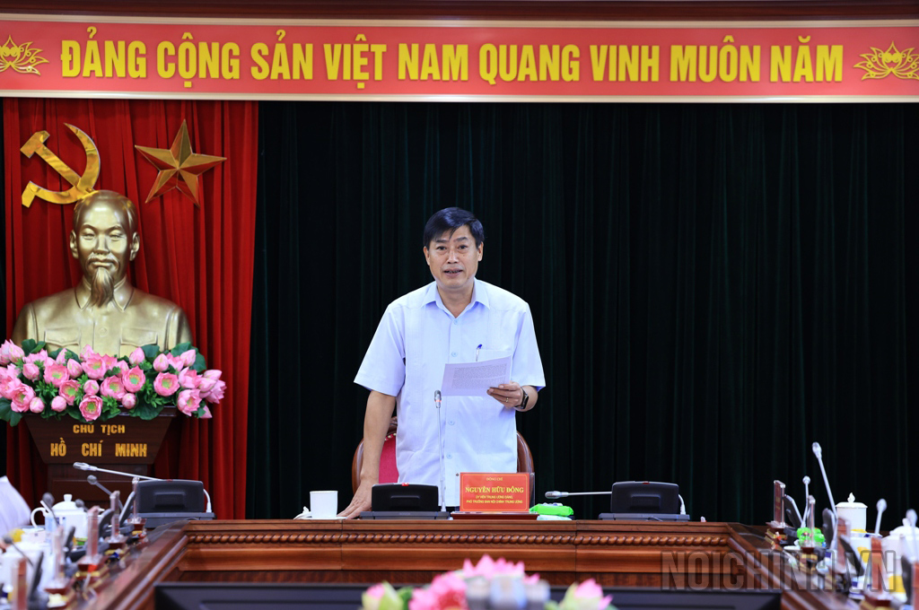 Đồng chí Nguyễn Hữu Đông, Ủy viên Trung ương Đảng, Phó Trưởng Ban Nội chính Trung ương phát biểu Kết luận tại Hội nghị giao ban công tác nội chính Quý III năm 2024