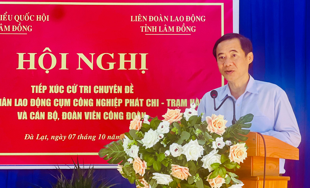 Đồng chí Nguyễn Thái Học, Quyền Bí thư Tỉnh ủy Lâm Đồng phát biểu