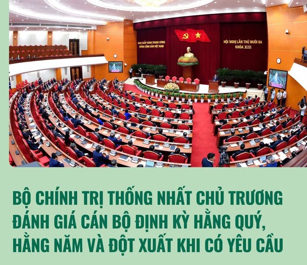 Bộ Chính trị ban hành Kết luận về chủ trương đánh giá cán bộ định kỳ 