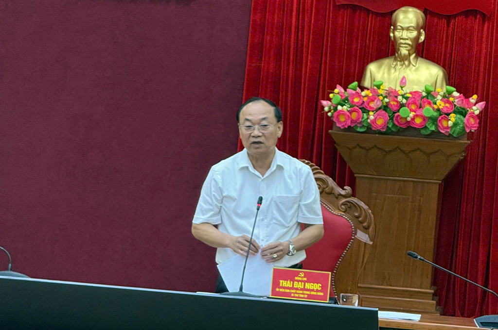 Đồng chí Thái Đại Ngọc, Ủy viên Trung ương Đảng, Bí thư Tỉnh ủy, Trưởng Ban Chỉ đạo phòng, chống tham nhũng, lãng phí, tiêu cực tỉnh Gia Lai phát biểu