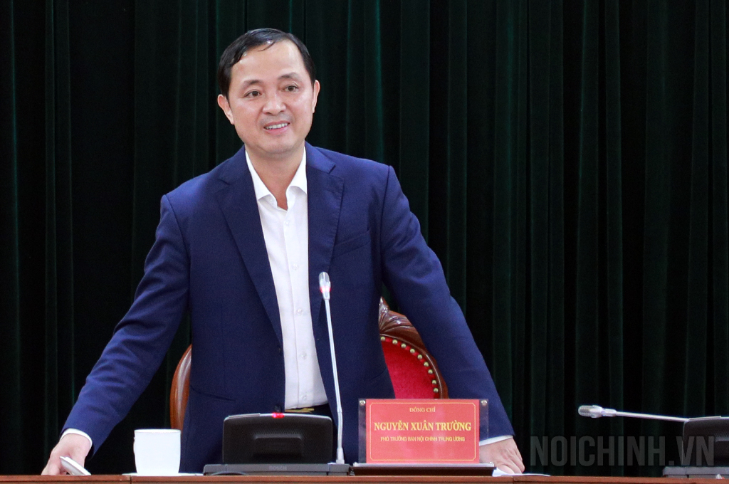 Đồng chí Nguyễn Xuân Trường, Phó Trưởng Ban Nội chính Trung ương, Trưởng Ban Chỉ đạo Chuyển đổi số cơ quan Ban Nội chính Trung ương phát biểu