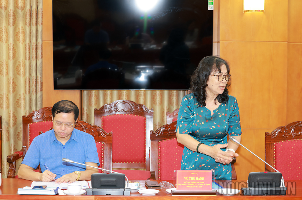 PGS.TS Vũ Thu Hạnh, Phó Viện trưởng phụ trách Viện Nghiên cứu Pháp luật và Kinh tế ASEAN, Hội Luật gia Việt Nam