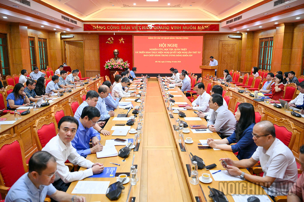Quang cảnh Hội nghị tại điểm cầu Đảng ủy các cơ quan Đảng Trung ương