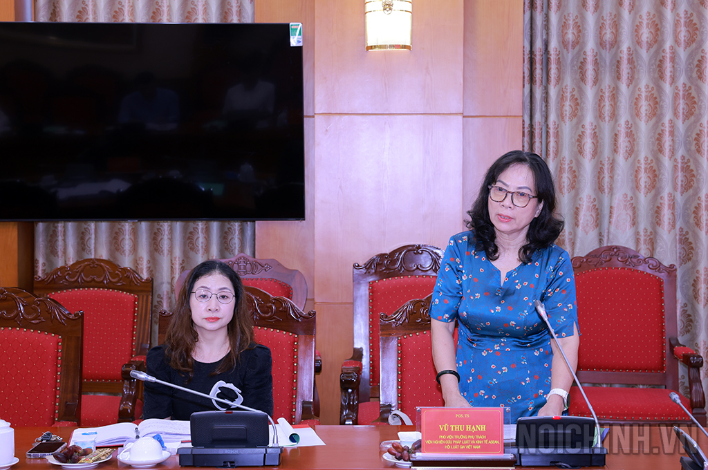 PGS.TS Vũ Thu Hạnh, Phó Viện trưởng phụ trách Viện Nghiên cứu Pháp luật và Kinh tế ASEAN, Hội Luật gia Việt Nam